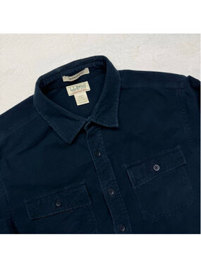 Men's L.L.Bean Vintage Chamois Cloth Casual Button Down Shirt Large Navy